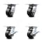 Service Caster 4 Inch Rubber on Aluminum Swivel Caster Set with Ball Bearings 2 Brakes SCC SCC-35S420-RAB-2-SLB-2 - alternate 1